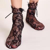 Medias De Encaje Negro Para Mujer Translúcidas Con Agujeros Medias De Algodón Puro Estilo Japonés Suéter Colores Princesa - details 2
