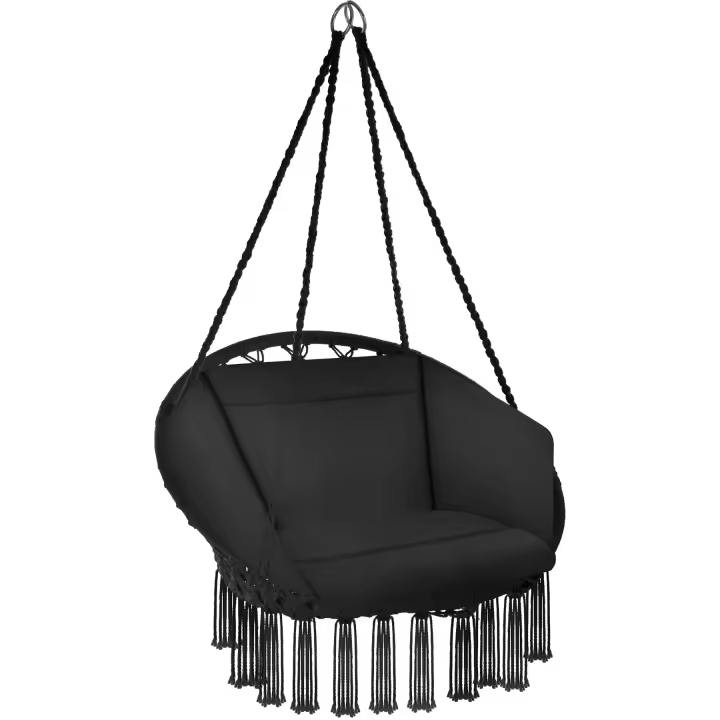 TECTAKE - Silla colgante GRAZIA, Cojín grande y súper mullido, Estructura estable de acero con un fino trenzado de algodón, Apta para interior y exterior - 1
