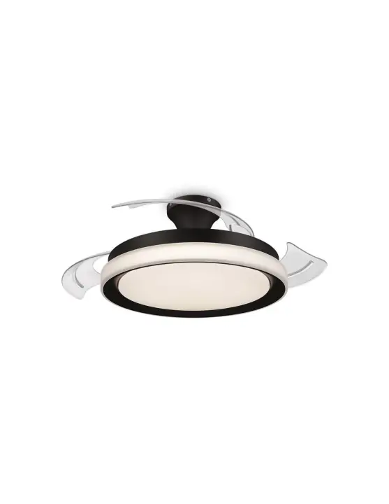 Ventilador de techo LED BLISS Philips Negro silencioso con aspas Abatibles Ø54cm 28W+35W para interior IP20 | LeonLeds - 1