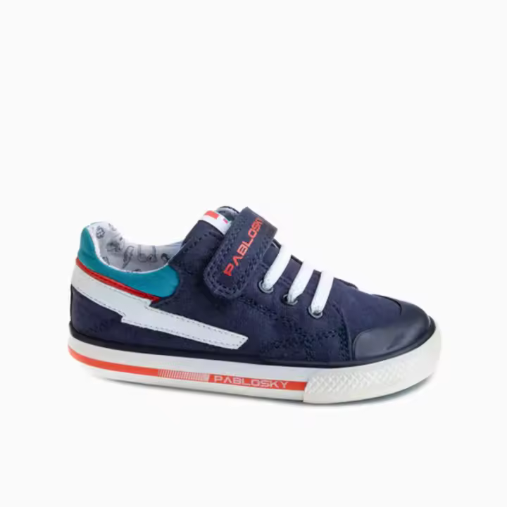 Zapatillas de lona para niño azul marino Pablosky 981020, con suela antideslizante y flexible, plantilla fisiológica extraíble, superabsorbente y antibacterias. Cierre de cordón elástico y velcro para mayor sujeción. - 1