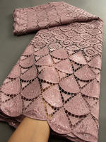 Tela De Encaje Africano Guipure Con Lentejuelas Soluble En Agua Para Mujer Vestidos De Boda Y Fiesta TY3607 100% Poliéster 120CM - details 22