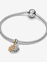 Pandora - Charm Colgante divisible de Sol y Luna-Plata de ley y Baño de Oro de 14 K - details 1