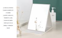 【HD】 Espejo Plegable Portatil Blanco y Negro, Espejo Alta Definición de Mesa Plegable de Cuero de PU Pie Espejo de Maquillaje Inastillable Espejo de Viaje para Viajes, Camping, Oficina - details 0