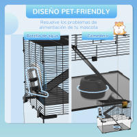 PawHut Jaula para Hámster Casa para Animales Pequeños con Fondo de Vidrio Plataformas Cuenco Bebedero Casita Rampas y Rueda de Ejercicio 60x40x54,5 cm Negro - details 4
