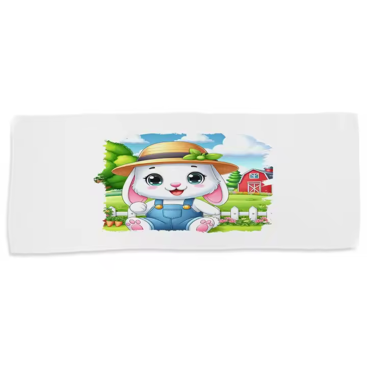 MERCHANDMANIA TOALLA MEDIANA GIMNASIO ABSORBENTE conejo granjero profesion animal rancho cultivo suave con bolsita - 1