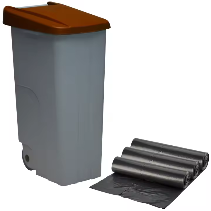 Contenedor Reciclo Prosperplast 110L Cerrado + 3 Bolsas Basura WELLHOME - 1