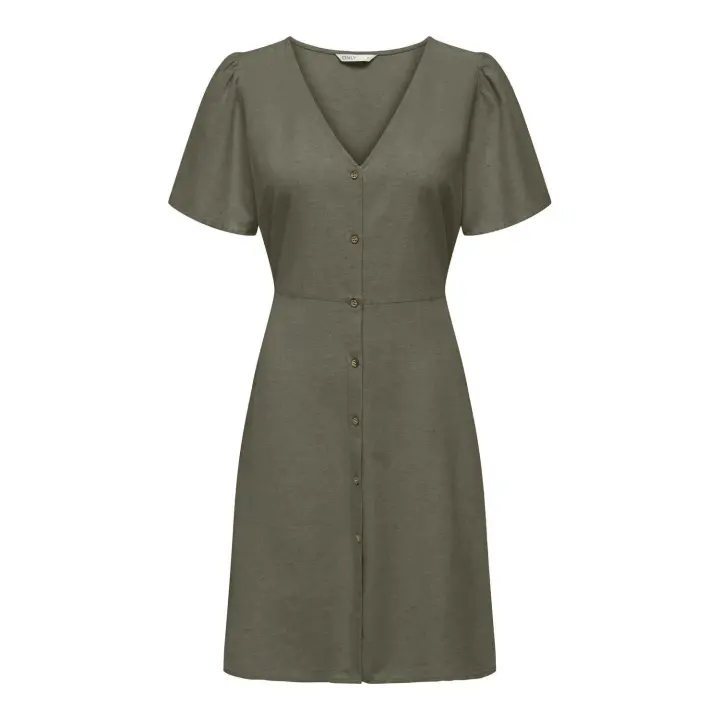 Vestido Only Verde con Escote en la Cintura y Mangas Voluminosas - 1