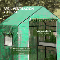 Outsunny Cubierta de Invernadero 140x73x190 cm Cubierta de Repuesto de Invernadero con Ventana Puerta con Cremallera Anti-UV Protección de Plantas para Jardín Verde - details 5