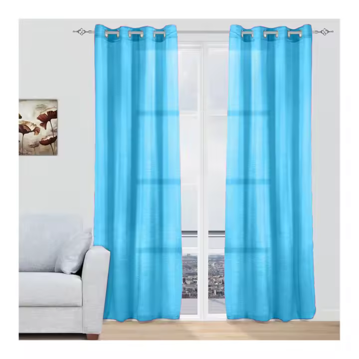 Cortina para Ventana Dormitorio Translúcidas Visillos , Pack de  2 Piezas con Anillos Plateados para Ventana, 150 X 260 CM. Ideal para decorar las estancias de su hogar. comedor, habitación, cocina. - 1