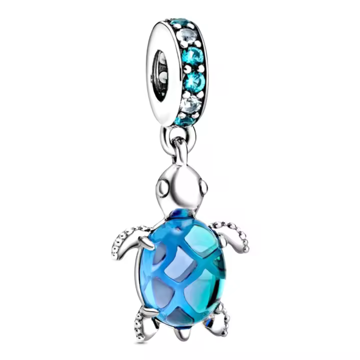 Pandora Charm de Colgante en Plata de Ley Tortuga marina de cristal de Murano 798939C01，Incluye Caja Original - 1