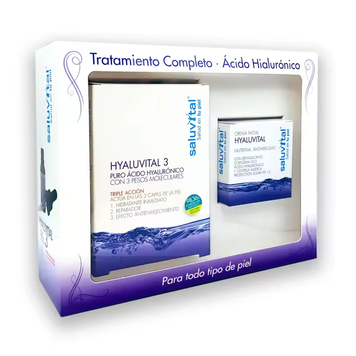 SALUVITAL Pack HYALUVITAL, Serum Ácido Hialurónico 30 ml + Crema Facial Ácido Hialurónico 50 ml. Todo tipo de pieles. - 1