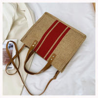Bolso De Mano De Lona Simple Con Rayas Para Mujer Gran Capacidad Casual Bolso De Hombro Y Cruzado Con Asa Superior - details 9