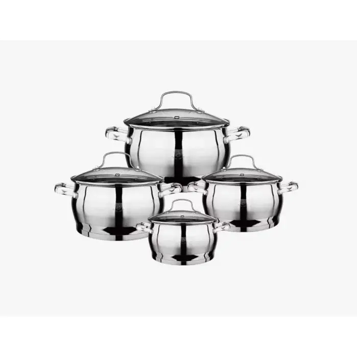 Bateria de cocina de 4 piezas con sus tapaderas en acero inoxidable - 1