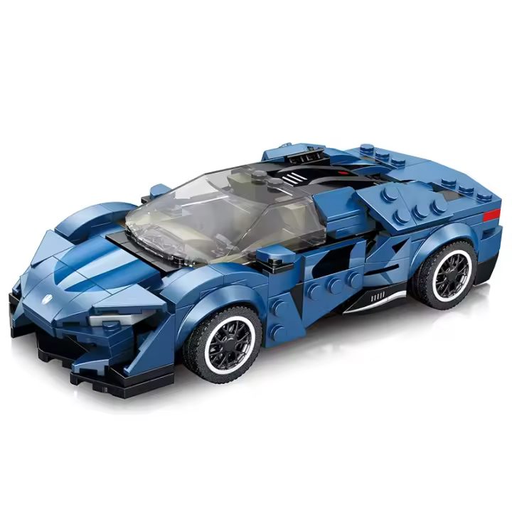 Bloques De Construcción DIY 327PCS Para Niños Modelo De Coche De Carreras Azul Escala 1:24 Decoración De Escritorio Juguete Regalo Para Fiestas - 1