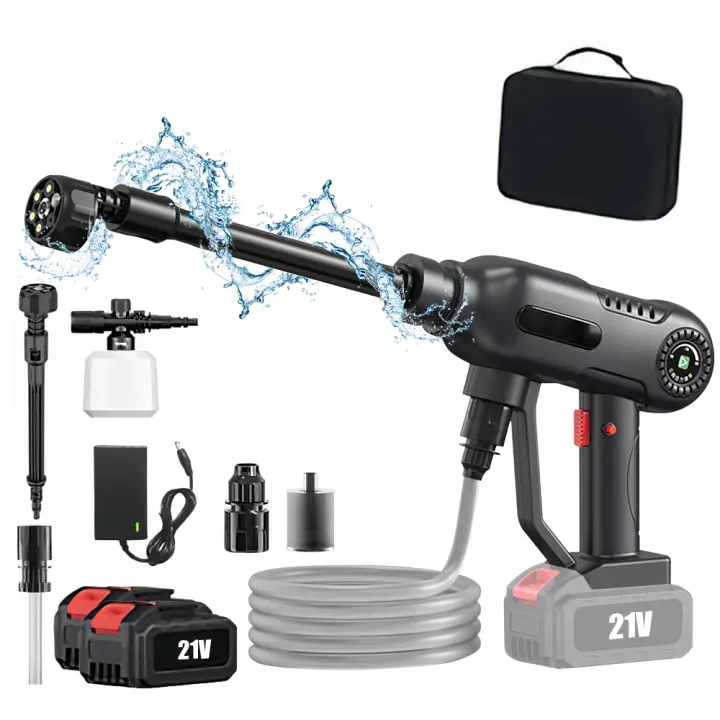 Hidrolimpiadora Inalámbrica 30Bar 220W con Batería de Litio, Pistola de Agua a Presión para Coche/Jardín/Hogar, Motor Sin Escobillas + Generador de Espuma (Portátil y Alta Potencia) - 1