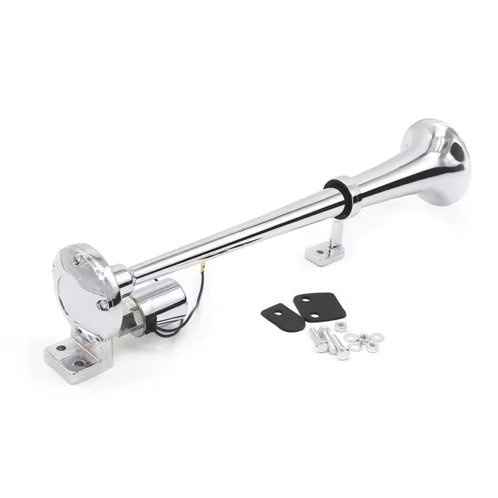 Kit De Bocina Eléctrica Cromada Universal 150dB 12V/24V Para Tren Camión Camión CamiÓn De Camión Sólo Tubo Trumpet - 1