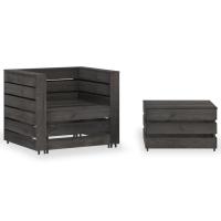 vidaXL Muebles de jardín palets 2 pzas madera de pino impregnada en color Gris/Marrón | acolchados duraderos para sofás de jardín terraza exterior - details 0