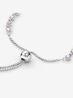 Pandora-Pulsera Deslizante con Brill rosa y transparente-Plata de ley - details 0