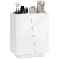 HOMCOM Aparador de Salón Armario Auxiliar con 2 Puertas de Alto Brillo y Estantes Ajustables para Dormitorio Cocina Comedor Pasillo 70x40x88 cm Blanco - details 0