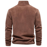 Nuevo estilo de otoño e invierno para hombre, sudadera de manga larga con media cremallera y cuello alto, cuello alto, top de forro polar para hombre moderno y versátil - details 9