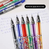 Set De 36 Piezas De Bolígrafos Gel Borables De 6 Colores Neutrales Azul/Negro/Rojo Verde/Naranja/Púrpura Material Plástico Estuche Portátil Para Escuela - details 2