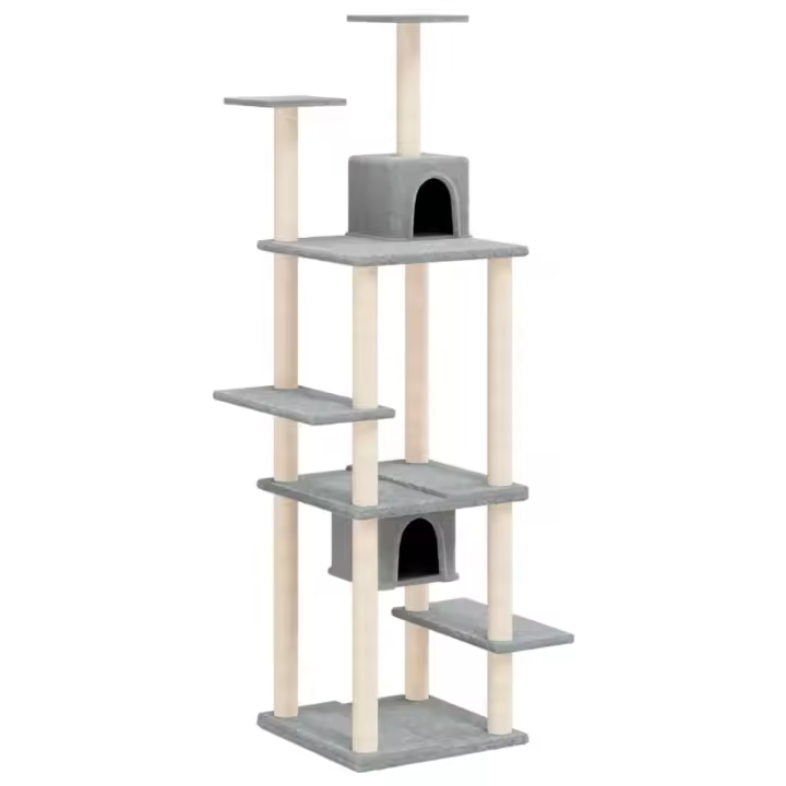 Rascador para Gatos con postes de isal gris Claro 176 cm - 1