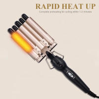 Estilizador De Pelo Ondulado Profesional LCD Para Salon Tourmaline 5 Barbies Rizador De Pelo Dual Voltaje Curling Iron - details 4