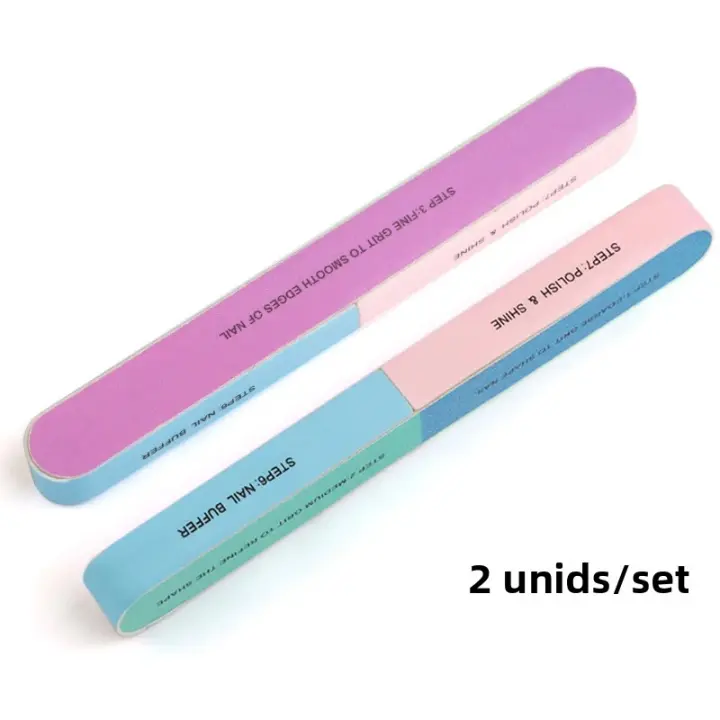 Set De 2 Piezas De Archos Para Uñas Profesionales 7 Lados Bloque De Lijado Y Pulido Para Pintura De Uñas Herramienta De Manicura - 1