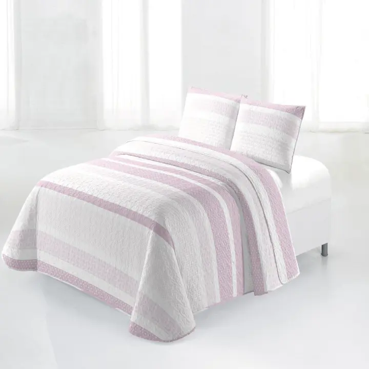 Vivid Torral - Colcha Bouti Verano Nancy Rosa Estampada Reversible + Fundas De Cojines* Poliéster, Fresquita, Transpirable, Diseño, Primavera, Verano - 1