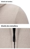 Chaqueta De Punto Para Hombre Con Capucha Y Forro De Plush Thicken Cardigan De Invierno De Color Sólido Abrigo De Moda De Otoño Y Invierno - details 8