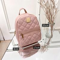 Mochila De Piel De PU De Gran Capacidad Mini Lingge Bordada Para Mujer Color Sólido Con Cierre De Cremallera Estilo De Moda Para Viajes Y Shoulder Bag - details 0