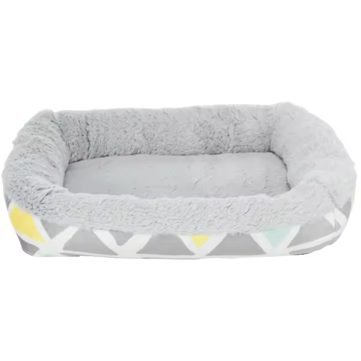 TRIXIE Sunny cuddly bed, square, plush, 38 × 7 × 25 cm, multi coloured//grey - 1