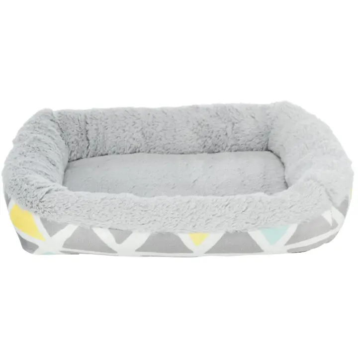 TRIXIE Sunny cuddly bed, square, plush, 38 × 7 × 25 cm, multi coloured//grey - 1