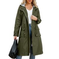 Abrigo De Trench Para Mujer Con Capucha Y Mangas Largas De Color Sólido Estilo Británico Elegante Con Rayas Y Chaqueta Recta Impermeable Para Todas Las Estaciones - details 6