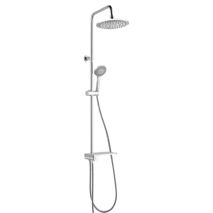 K2O Columna de Ducha sin Grifo K2O Chillout Bay 96,5cm de Acero Inoxidable con Rociador, Repisa y Ducha de Mano con 5 Po - 1