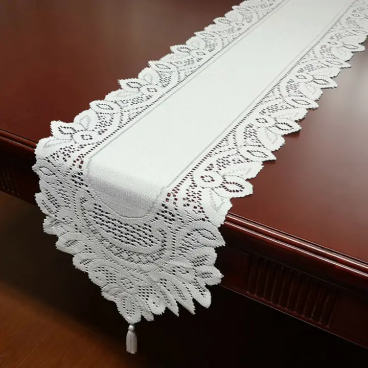 Mantel Vintage De Encaje Con Borde Tasselado Floral Para Bodas Y Fiestas En Casa Material Poliéster/Celulosa Medida Adecuada Para Decoración De Mesa - 1