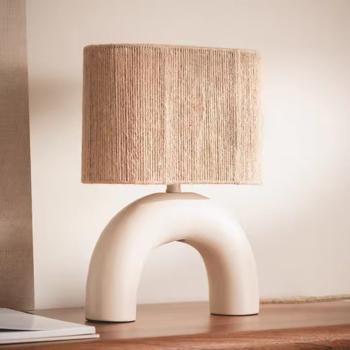 Ledkia Lámpara de Mesa Cerámica y Cuerda Natural Callie Beige - 1