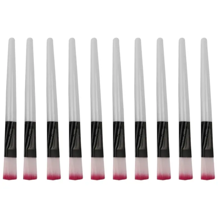 Brocha de maquillaje para el cuidado de la piel, 10 piezas, rosa, barra blanca - 1