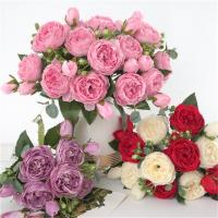 Ramo De Flores Artificiales Peonía De Seda Para Decoración De Casamiento Y Hogar Piezas Pequeñas Diseño De Bouquet Para Interior - details 2