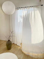 Cortina De Living Con Diseño De Grua Japonesa Y Cinturón Blanco Puro Cortina Plegable Moderna Para Ventana Plana Sin Regulación De Luz - details 5