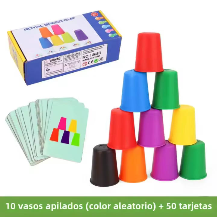 Juego Educativo Montessori Mini Pila De Copas Con Cartas Para Niños Cognición De Colores Entrenamiento De Lógica Juguete Inteligente - 1