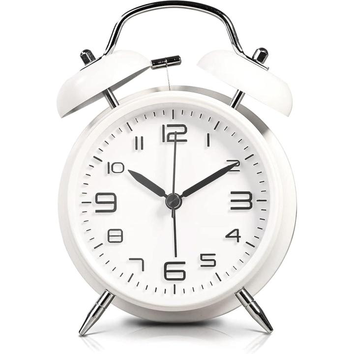 BIT Reloj Despertador de Doble Campana con luz Nocturna, Gran Esfera de 4 Pulgadas, Batería de Reloj Despertador Ruidoso, sin Tictac, Silencioso, Timbre de Alarma Retro, Unidad de Cuarzo