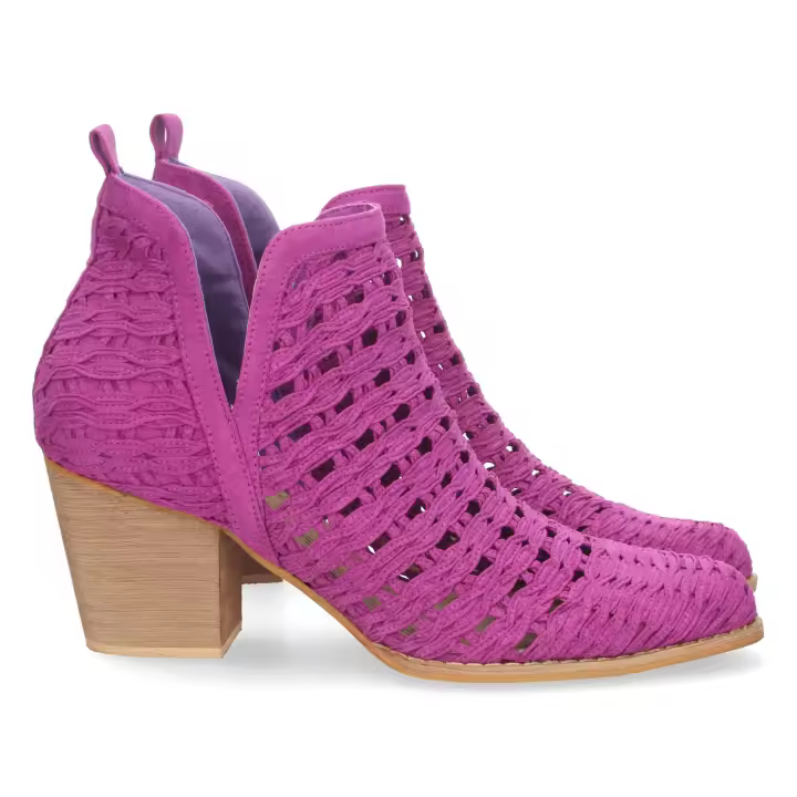 PuntoSalao Botines estilo calado de tacón mujer color lila YZ21-71 - 1