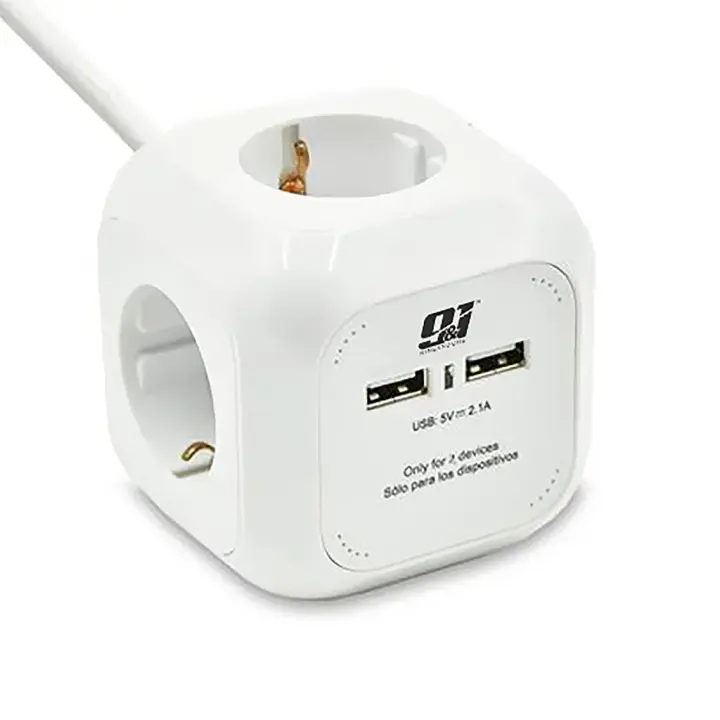 ORION91 CUBO con 4 enchufes + cargador rápido con 2 USB Cable 1,4m Base Cube - ORION91 - 1