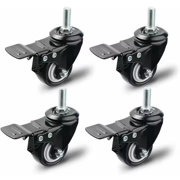 Rueda Giratoria con Freno 50 mm, Juego de 4 Ruedas para Muebles, Ruedas Giratorias, Carga Máxima 200 KG Negro (Negro) - 1
