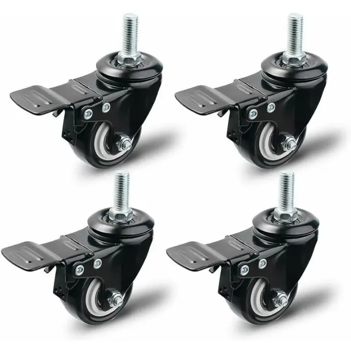 Rueda Giratoria con Freno 50 mm, Juego de 4 Ruedas para Muebles, Ruedas Giratorias, Carga Máxima 200 KG Negro (Negro) - 1