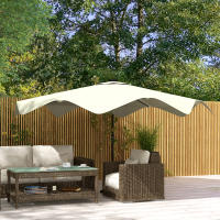 Outsunny Sombrilla de Jardín Ø292x254 cm Parasol de Terraza Manual con 32 Luces LED Solares 8 Varillas Ángulo Ajustable Impermeable y Rejillas de Ventilación para Patio - details 1