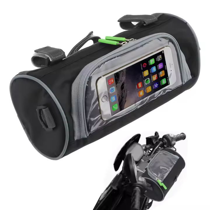Bolsa De Almacenamiento Para Móvil Con Pantalla Táctil Accesorio Para Motocicleta Y Coche Bolsa De Manillar Frontal De Cuero PU - 1
