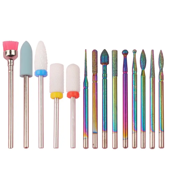 Juego Profesional De 13 Piezas De Brocas Para Uñas De Cerámica En Caja Para Manicura Eléctrica Acrílicas Y Cutículas - 1