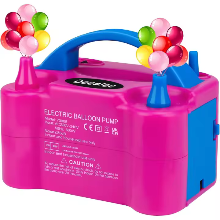 Bomba de Globo de Aire eléctrico, inflador de Doble boquillas para Decoración de Fiestas, Cumpleaños y Bodas, 600W - 1